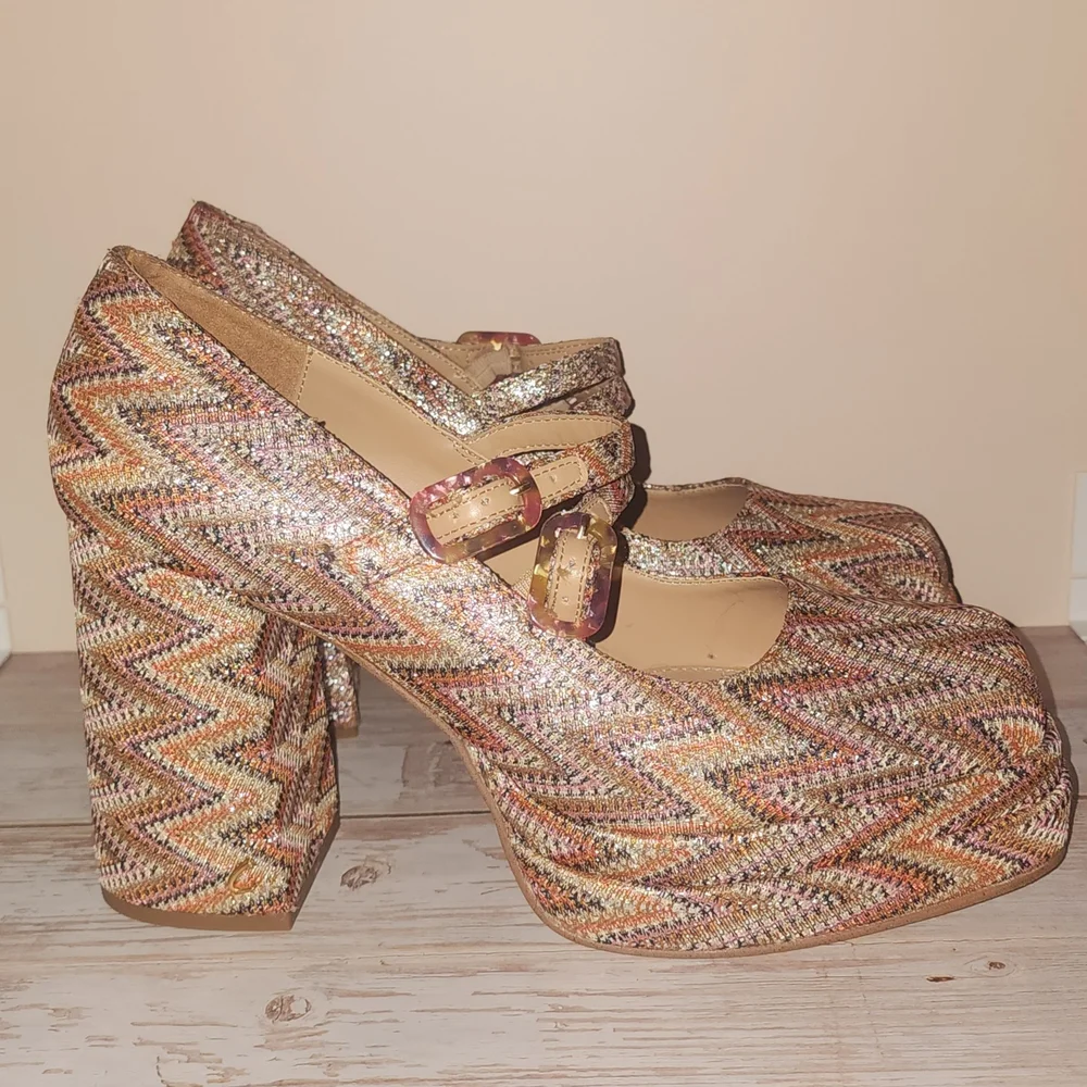 Circus by Sam Edelman Multicolor Zigzag Platform Mary Janes